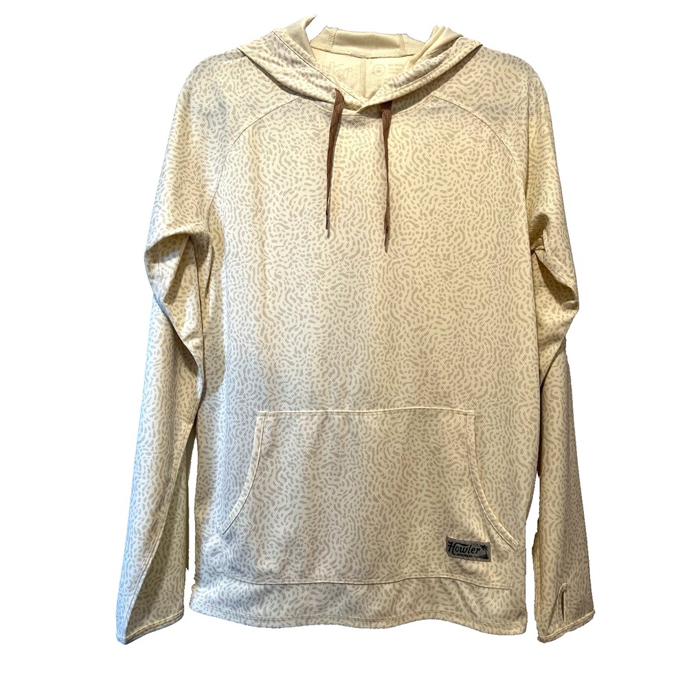 Howler Brothers Mens Loggerhead White Brown Camo Hoodie Pullover Small 42”x28”